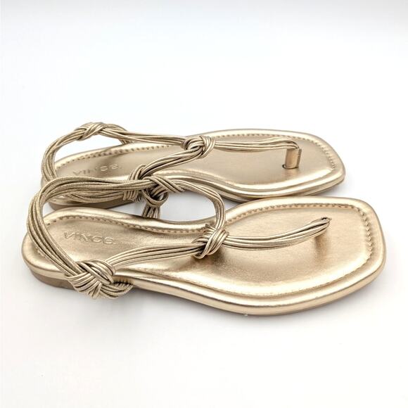 Vince Deja Slip On Slingback Thong Sandals Metallic Gold Size US6.5M EU36.5 - Picture 4 of 11